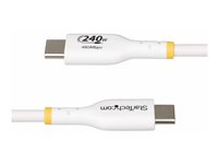StarTech.com 4m USB C Charging Cable, USB-IF Certified USB-C Cable, 240W - USB-kabel - 24 pin USB-C (hann) til 24 pin USB-C (hann) - USB 2.0 - 48 V - 5 A - 4 m - USB Power Delivery (240 W), utvidet effektområde (EPR), støtte for Power Delivery 3,1, halogenfri, passiv - hvit USB2EPR4MW