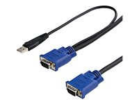 StarTech.com 10 ft Ultra Thin USB VGA 2-in-1 KVM Cable - VGA KVM Cable - USB KVM Cable - KVM Switch Cable (SVECONUS10) - Video- / USB-kabel - USB, HD-15 (VGA) (hann) til HD-15 (VGA) (hann) - 3.05 m - svart - for P/N: CAB831HDU, RACKCONS1908, SV1631DUSBUK, SV565DUTPU, SV565UTPUL, SV831DUSBUK SVECONUS10
