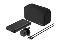 Belkin BoostCharge - Strømbank + AC-strømadapter - 20000 mAh - PD - 3 utgangskontakter (USB-C, 2 x USB) - på kabel: USB-C - Storbritannia - med pose med glidelås BU042MYBK