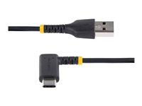 StarTech.com 6in (15cm) USB A to C Charging Cable Right Angle, Heavy Duty Fast Charge USB-C Cable, USB 2.0 A to Type-C, Durable and Rugged Aramid Fiber, 3A, S20/iPad/Pixel - High Quality Short USB Charging Cord (R2ACR-15C-USB-CABLE) - USB-kabel - USB (hann) rett til 24 pin USB-C (hann) rettvinklet - Thunderbolt 3 / USB 2.0 - 3 A - 15 cm - svart R2ACR-15C-USB-CABLE