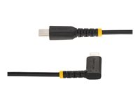 StarTech.com 6ft (2m) Durable USB-C to Lightning Cable - Right-Angled Heavy Duty Aramid Fiber USB Type-C to Lightning Charging/Sync Cord - Apple MFi Certified - Rugged iPhone Lightning Cable - Lightning-kabel - USB-C hann til Lightning hann - 2 m - svart RUSB2CLTMM2MR