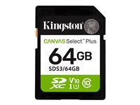 Kingston Canvas Select Plus - Flashminnekort - 64 GB - Video Class V10 / UHS-I U1 / Class10 - SDXC UHS-I SDS3/64GB