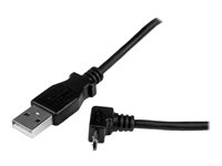 StarTech.com 1m Micro USB Cable Cord - A to Up Angle Micro B - Up Angled Micro USB Cable - 1x USB A (M), 1x USB Micro B (M) - Black (USBAUB1MU) - USB-kabel - Micro-USB type B (hann) til USB (hann) - USB 2.0 - 1 m - 90°-kontakt, formstøpt - svart USBAUB1MU
