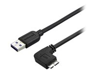 StarTech.com 0.5m 20in Slim Micro USB 3.0 Cable M/M - Right-Angle Micro-USB - USB 3.0 A to Micro B - Angled Micro USB 3.1 Gen 1 5Gbps (USB3AU50CMRS) - USB-kabel - Micro-USB Type B (hann) til USB-type A (hann) - USB 3.0 - 50 cm - formstøpt, høyrevinklet kontakt - svart USB3AU50CMRS