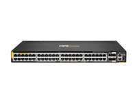 HPE Aruba Networking 6300M 48p 10M/100M/1G Class4 PoE 4p SFP56 50G TAA Switch - Switch - Max. Stacking Distance 10 km - L3 - Styrt - 48 x 10/100/1000 (PoE+) + 4 x 1 Gigabit / 10 Gigabit / 25 Gigabit / 50 Gigabit SFP56 (opplink / stabling) - front og side til bakside - rackmonterbar - PoE+ (1600 W) - TAA-samsvar S0G06A