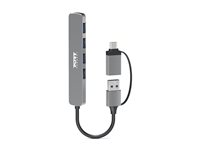 PORT Connect - Hub - USB-C/USB-A - 4 x SuperSpeed USB 3.0 - stasjonær 900161