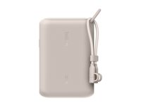 Belkin BoostCharge - Strømbank - med skjerm - 10000 mAh - 20 watt - PD - 2 utgangskontakter (USB-C) - på kabel: USB-C - sand BPB027HQSD