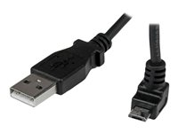 StarTech.com 2m Micro USB Cable Cord - A to Up Angle Micro B - Up Angled Micro USB Cable - 1x USB A (M), 1x USB Micro B (M) - Black (USBAUB2MU) - USB-kabel - Micro-USB type B (hann) til USB (hann) - USB 2.0 - 2 m - 90°-kontakt, formstøpt - svart USBAUB2MU