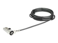 StarTech.com 6.5? (2m) Laptop Cable Lock, 4 Digit Combination Laptop/Desktop Security Cable Lock for Wedge Slot Computers/Laptops, Anti-Theft Vinyl-Coated Steel Combo Cable Lock, Portable - Wedge Slot Laptop Lock (LTLOCKNBL) - Sikkerhetskabellås - svart, sølv - 2 m - TAA-samsvar LTLOCKNBL