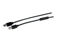 StarTech.com 15m / 50 ft Active USB 2.0 A to B Cable - Long 15 m USB Cable - 50 ft USB Printer Cable - 1x USB A (M), 1x USB B (M) - Black (USB2HAB50AC) - USB-kabel - USB-type B (hann) til USB (hann) - USB 2.0 - 15 m - aktiv - svart - for P/N: ICUSB232D USB2HAB50AC