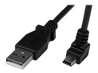 StarTech.com Down Angle Mini USB Cable - 2m - Black - USB A to Mini USB B - USB to Mini USB Cable - Mini USB Charger - USB A to Mini B (USBAMB2MD) - USB-kabel - USB (hann) til mini-USB type B (hann) - USB 2.0 - 2 m - 90°-kontakt, formstøpt - svart USBAMB2MD