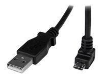 StarTech.com 2m Micro USB Cable Cord - A to Down Angle Micro B - Down Angled Micro USB Cable - 1x USB A (M), 1x USB Micro B (M) - Black (USBAUB2MD) - USB-kabel - Micro-USB type B (hann) til USB (hann) - USB 2.0 - 2 m - 90°-kontakt, formstøpt - svart USBAUB2MD