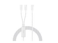 Belkin BoostCharge Pro - USB-kabel - USB-C (hann) til USB-C (hann) - USB 2.0 - 1.5 m - USB Power Delivery (140W), flettet kabel - hvit CAC004HQ1.5MWH