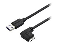 StarTech.com 2m 6 ft Slim Micro USB 3.0 Cable M/M - Right-Angle Micro-USB - USB 3.0 A to Micro B - Angled Micro USB - USB 3.1 Gen 1 5Gbps (USB3AU2MRS) - USB-kabel - Micro-USB Type B (hann) til USB-type A (hann) - USB 3.0 - 2 m - høyrevinklet kontakt - svart USB3AU2MRS