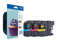 Brother LC123 RainbowPack - 3-pack - Høy ytelse - gul, cyan, magenta - original - blister med akustisk / elektromagnetisk alarm - blekkpatron - for Brother DCP-J132, J172, J552, J752, MFC-J470, J4710, J650, J6520, J6720, J6920, J870 LC123RBWBPDR