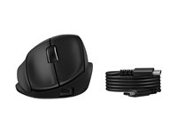 HP 725M - Mus - ergonomisk - 21° semi-vertical tilt - høyrehendt - 7 knapper - trådløs - Bluetooth, 2.4 GHz - USB trådløs mottaker - svart BH0Z5AA#ABB