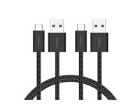 Belkin BoostCharge - USB-kabel - USB (hann) til USB-C (hann) - 1.5 m - flettet kabel, USB Fast Charge (15W) - svart (en pakke 2) BBD010HQ05BK2PK