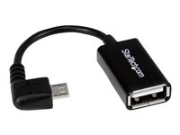 StarTech.com 5in Right Angle Micro USB to USB OTG Host Adapter M/F - Angled Micro USB Male to USB A Female On-The-Go Host Cable Adapter (UUSBOTGRA) - USB-adapter - USB (hunn) til Micro-USB type B (hann) - USB 2.0 OTG - 12.7 cm - høyrevinklet kontakt - svart UUSBOTGRA