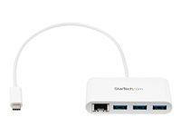 StarTech.com 3 Port USB C Hub w/ Gigabit Ethernet ? USB Type C to 3 x USB-A ? Multi Port USB 3.0 Hub for MacBook Pro (HB30C3A1GEA) - Hub - 3 x SuperSpeed USB 3.0 + 1 x 10/100/1000 HB30C3A1GEA